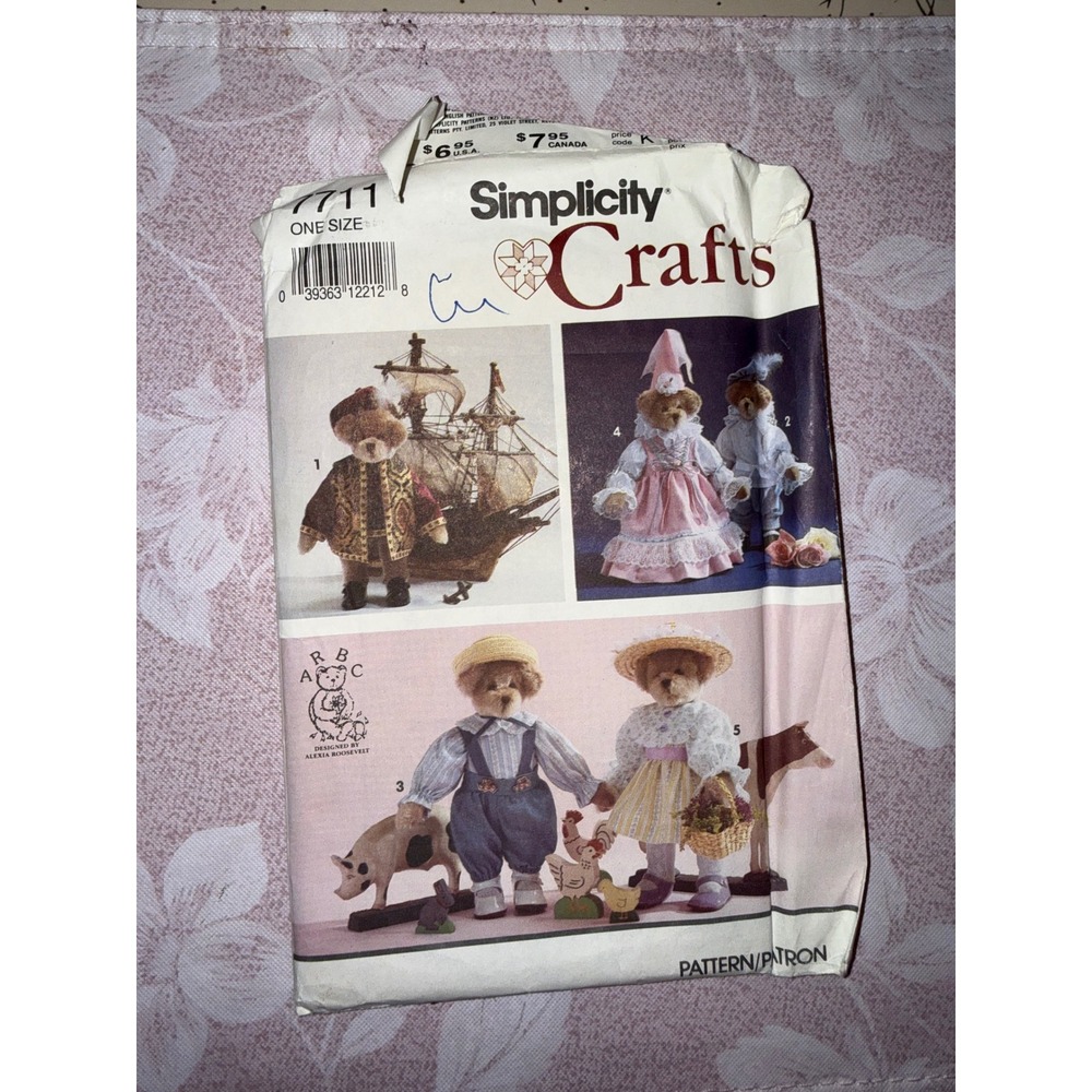 Simplicity 7711 Historical Teddy Bear Clothes Sewing Pattern Alexia Roosevelt